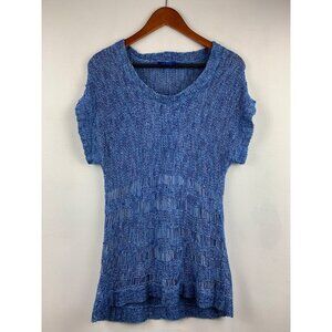 Twiggy London Womens Blue Textured Short Sleeve Knit Top XS